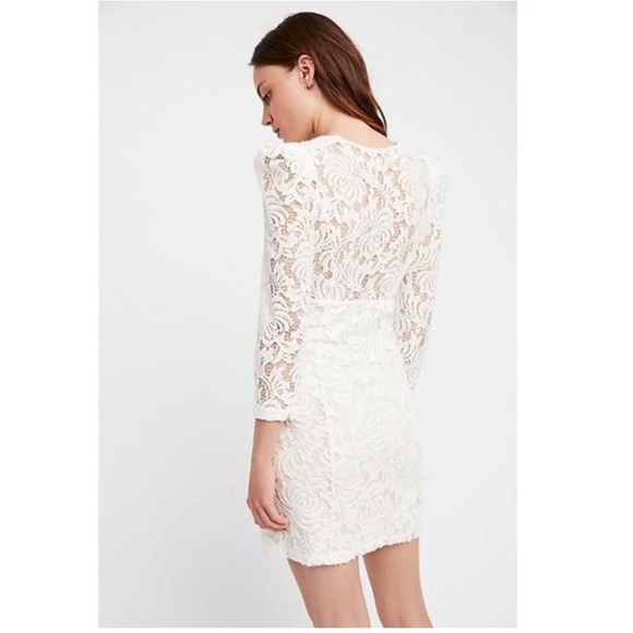FREE PEOPLE Long Sleeve Textured Lace Deep Dress - Picture 2 of 5